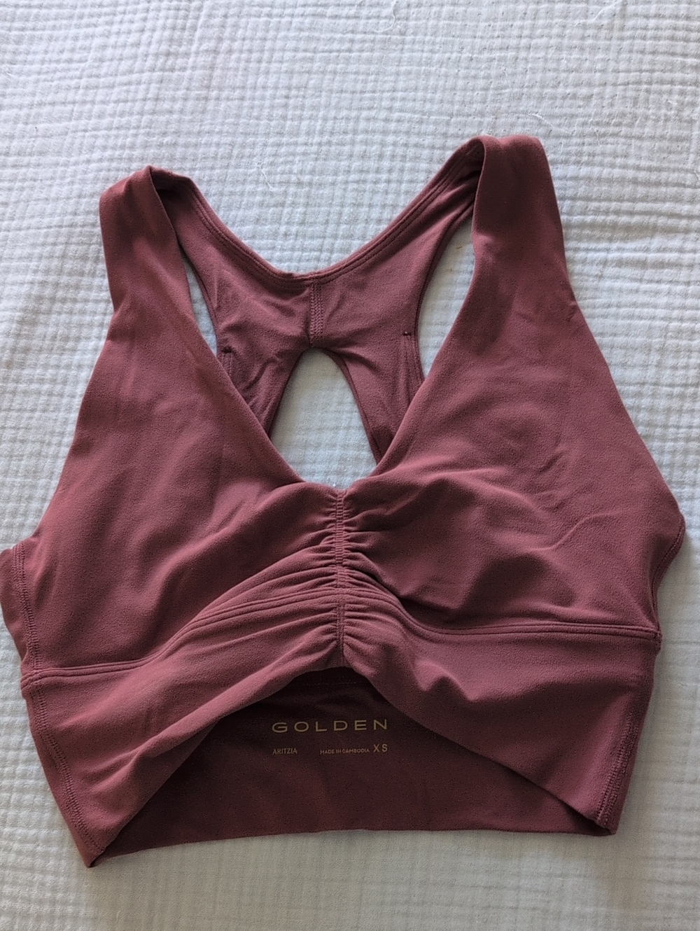 Artizia Golden Rust Pink Ruched Racerback Bralette